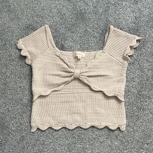 Beige Knotted Knit Top